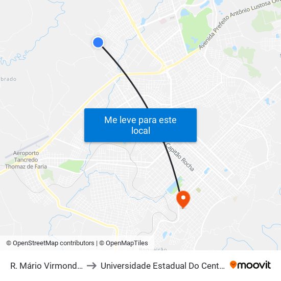 R. Mário Virmond, 2-54 to Universidade Estadual Do Centro-Oeste map