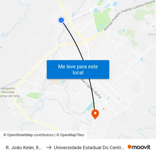 R. João Keler, 83-155 to Universidade Estadual Do Centro-Oeste map