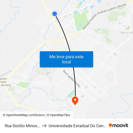 Rua Sistilio Minoso, 653 to Universidade Estadual Do Centro-Oeste map