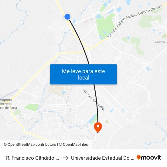 R. Francisco Cândido Xavier, 1389 to Universidade Estadual Do Centro-Oeste map