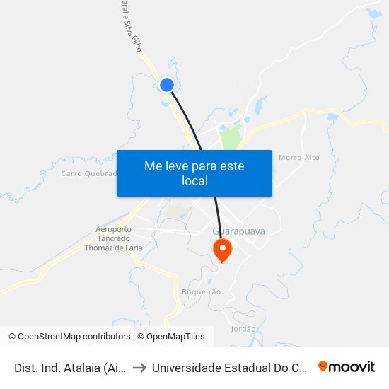 Dist. Ind. Atalaia (Aio-Yama) to Universidade Estadual Do Centro-Oeste map