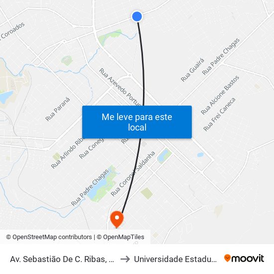 Av. Sebastião De C. Ribas, 1065-1127 (Posto B2) to Universidade Estadual Do Centro-Oeste map