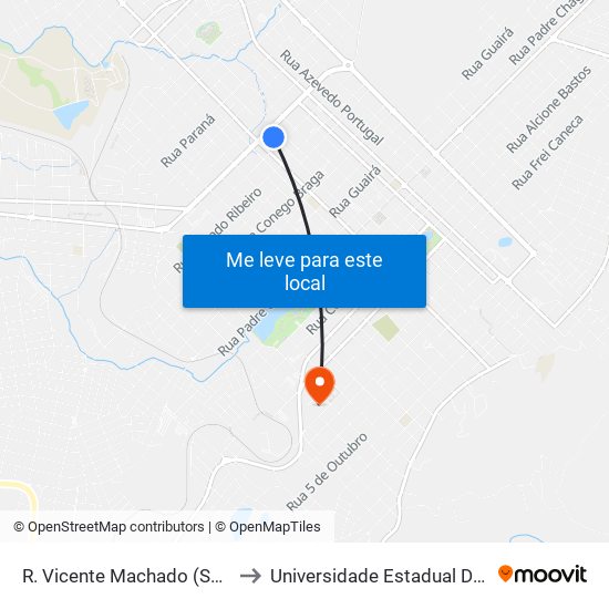 R. Vicente Machado (Superpão Hiper) to Universidade Estadual Do Centro-Oeste map