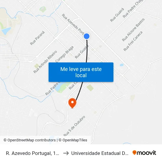 R. Azevedo Portugal, 1021 (Sanepar) to Universidade Estadual Do Centro-Oeste map