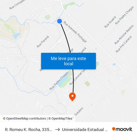 R. Romeu K. Rocha, 3355 (Glass Center) to Universidade Estadual Do Centro-Oeste map