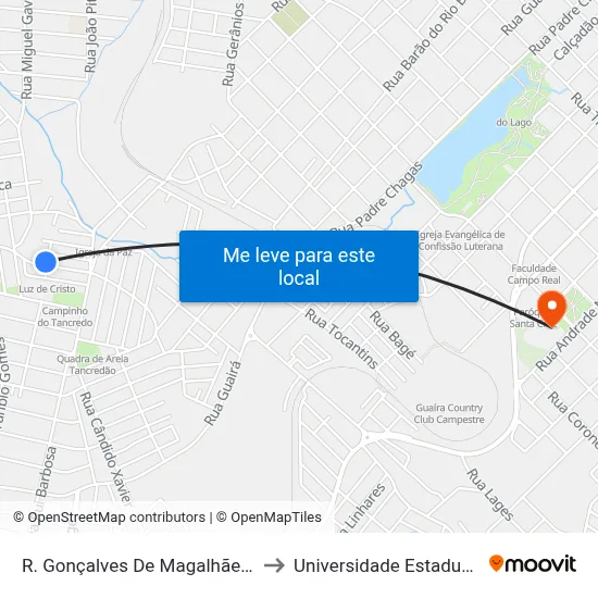 R. Gonçalves De Magalhães (Cmei Ayrton Senna) to Universidade Estadual Do Centro-Oeste map