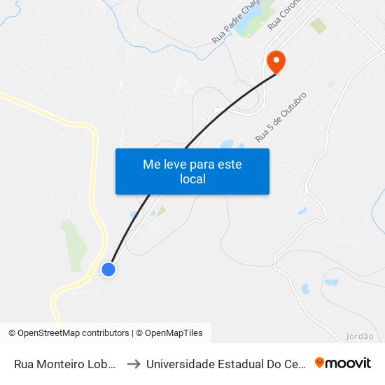 Rua Monteiro Lobato, 105 to Universidade Estadual Do Centro-Oeste map