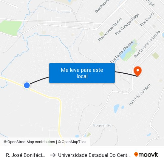 R. José Bonifácio, 136 to Universidade Estadual Do Centro-Oeste map