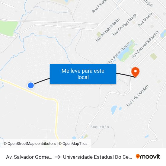 Av. Salvador Gomes, 1104 to Universidade Estadual Do Centro-Oeste map