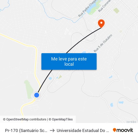 Pr-170 (Santuário Schoenstatt) to Universidade Estadual Do Centro-Oeste map