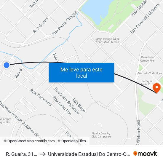 R. Guaíra, 3198 to Universidade Estadual Do Centro-Oeste map