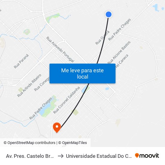 Av. Pres. Castelo Branco, 379 to Universidade Estadual Do Centro-Oeste map