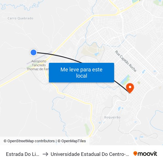 Estrada Do Lixão to Universidade Estadual Do Centro-Oeste map