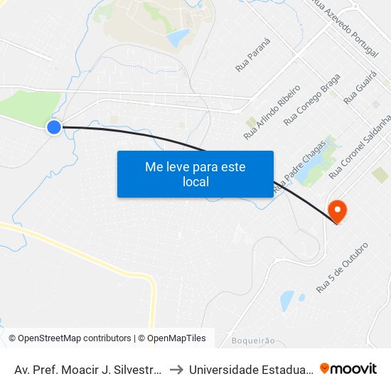 Av. Pref. Moacir J. Silvestre (Viaduto Ferroeste) to Universidade Estadual Do Centro-Oeste map