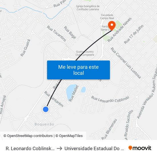 R. Leonardo Coblinski, 780-880 to Universidade Estadual Do Centro-Oeste map