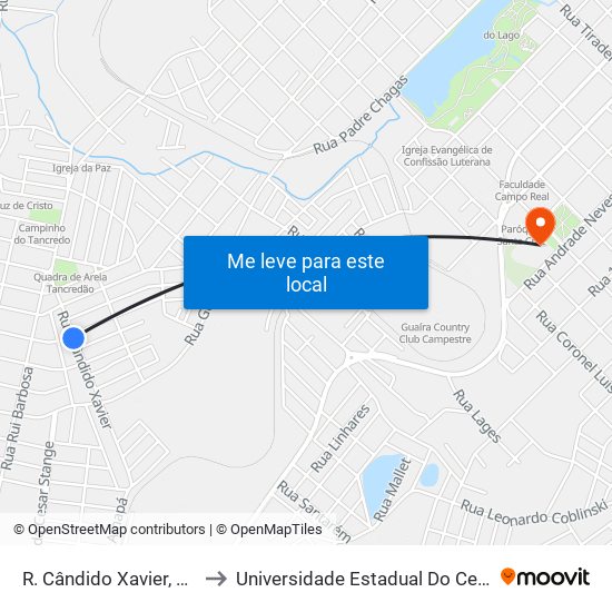 R. Cândido Xavier, 578-636 to Universidade Estadual Do Centro-Oeste map