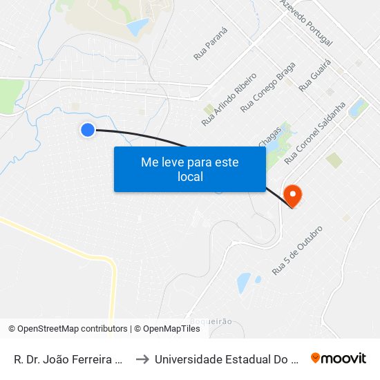 R. Dr. João Ferreira Neves, 200 to Universidade Estadual Do Centro-Oeste map