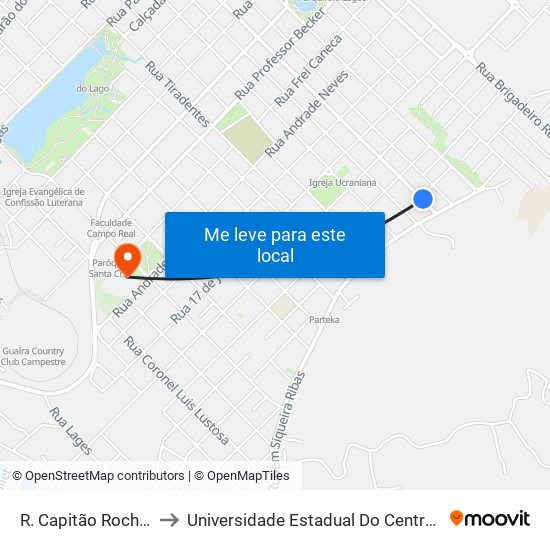 R. Capitão Rocha, 90 to Universidade Estadual Do Centro-Oeste map