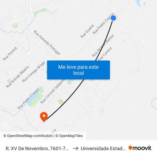 R. XV De Novembro, 7601-7663 (Dacorégio Automotivo) to Universidade Estadual Do Centro-Oeste map