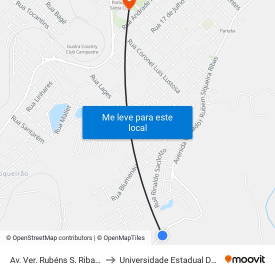 Av. Ver. Rubéns S. Ribas, 3024-3158 to Universidade Estadual Do Centro-Oeste map