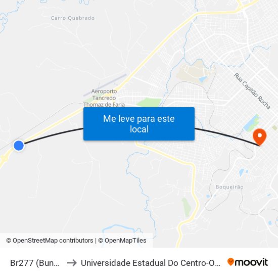 Br277 (Bunge) to Universidade Estadual Do Centro-Oeste map