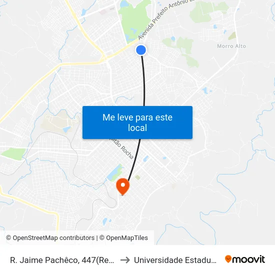 R. Jaime Pachêco, 447(Residencial Conradinho) to Universidade Estadual Do Centro-Oeste map