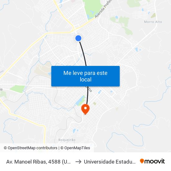 Av. Manoel Ribas, 4588 (Unifort Mat. Construção) to Universidade Estadual Do Centro-Oeste map