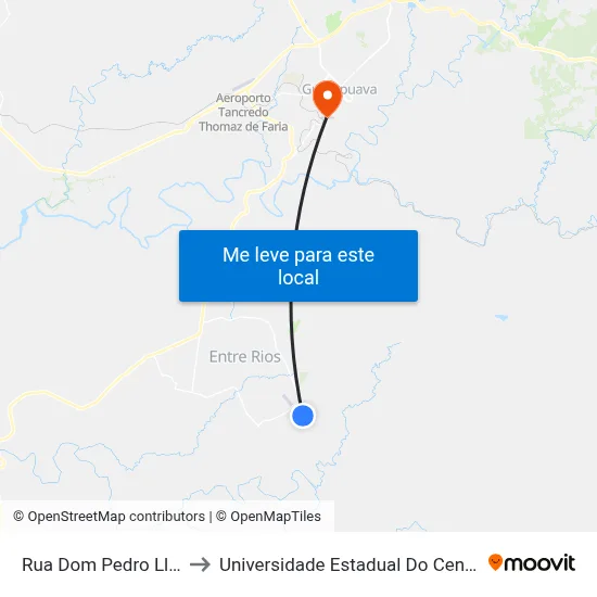 Rua Dom Pedro Ll, 2382 to Universidade Estadual Do Centro-Oeste map