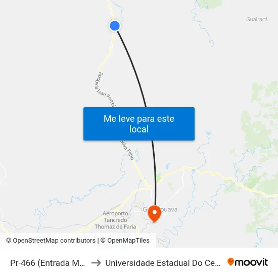Pr-466 (Entrada Marecas) to Universidade Estadual Do Centro-Oeste map