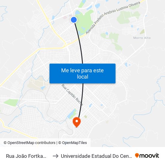 Rua João Fortkamp, 997 to Universidade Estadual Do Centro-Oeste map