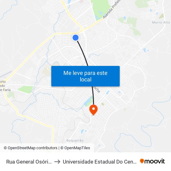 Rua General Osório, 999 to Universidade Estadual Do Centro-Oeste map