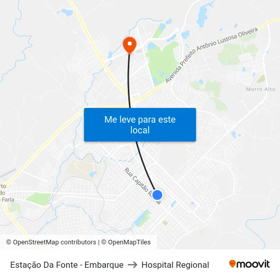 Estação Da Fonte - Embarque to Hospital Regional map