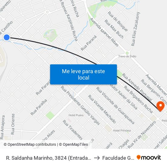R. Saldanha Marinho, 3824 (Entrada Campus Cedeteg) to Faculdade Guairacá. map