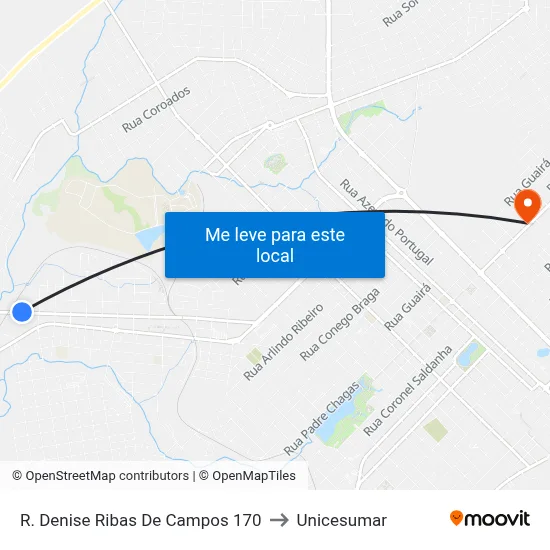 R. Denise Ribas De Campos 170 to Unicesumar map