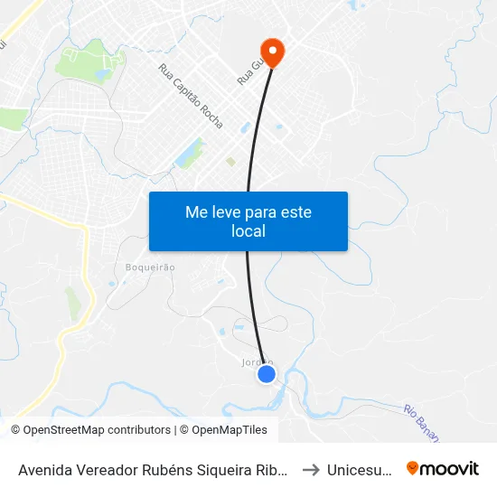 Avenida Vereador Rubéns Siqueira Ribas 7101 to Unicesumar map