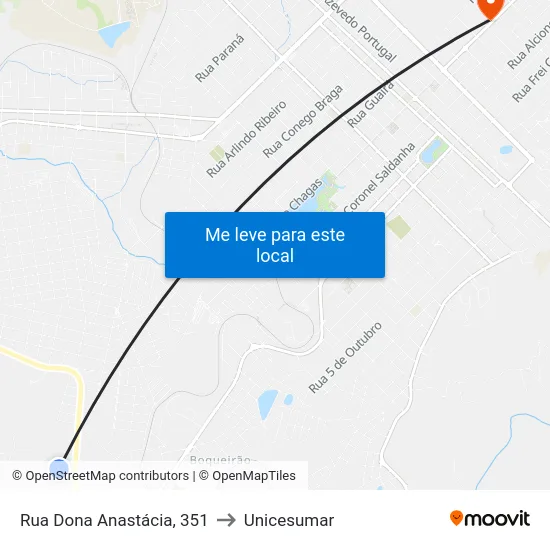 Rua Dona Anastácia, 351 to Unicesumar map