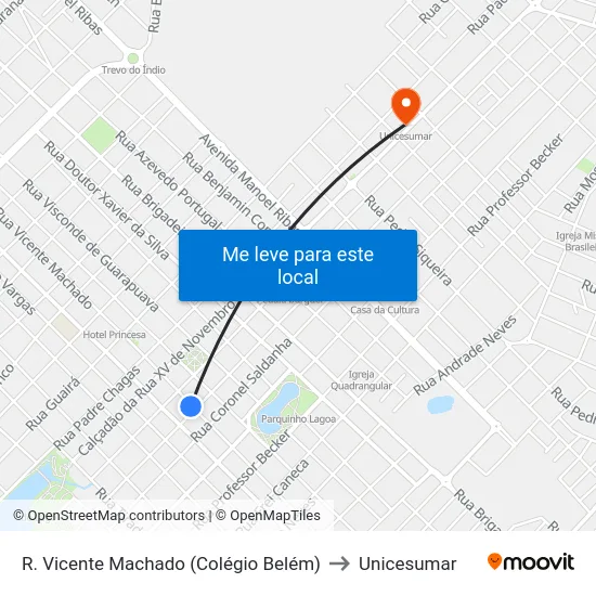 R. Vicente Machado (Colégio Belém) to Unicesumar map
