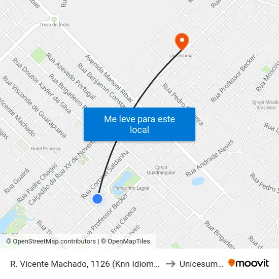 R. Vicente Machado, 1126 (Knn Idiomas) to Unicesumar map