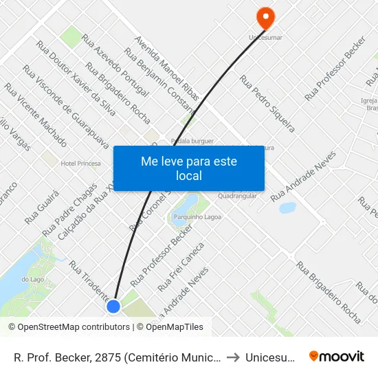 R. Prof. Becker, 2875 (Cemitério Municipal) to Unicesumar map