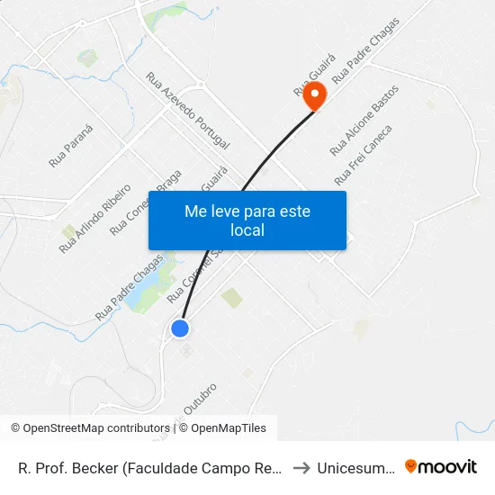 R. Prof. Becker (Faculdade Campo Real) to Unicesumar map