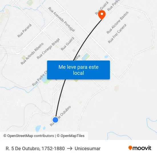 R. 5 De Outubro, 1752-1880 to Unicesumar map
