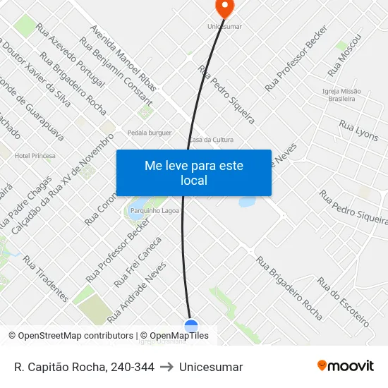 R. Capitão Rocha, 240-344 to Unicesumar map