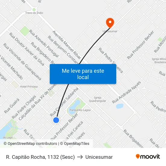 R. Capitão Rocha, 1132 (Sesc) to Unicesumar map