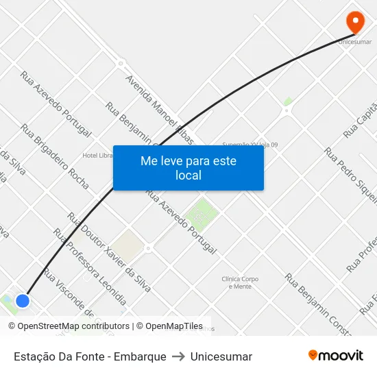 Estação Da Fonte - Embarque to Unicesumar map