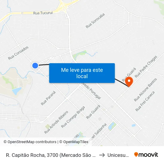 R. Capitão Rocha, 3700 (Mercado São Paulo) to Unicesumar map