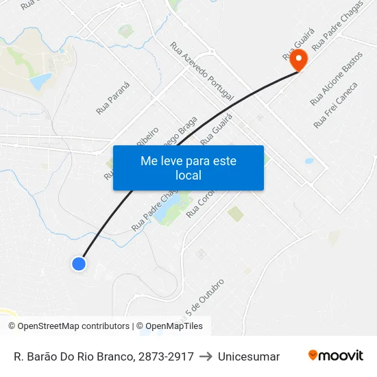 R. Barão Do Rio Branco, 2873-2917 to Unicesumar map