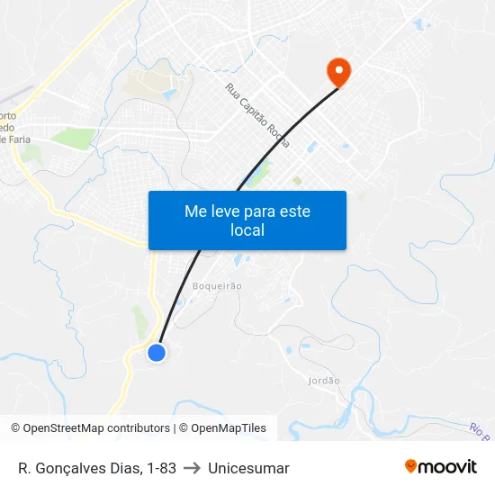 R. Gonçalves Dias, 1-83 to Unicesumar map