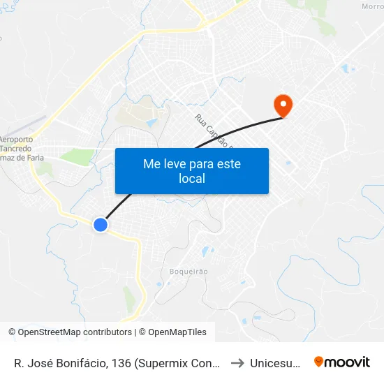 R. José Bonifácio, 136 (Supermix Concreto) to Unicesumar map