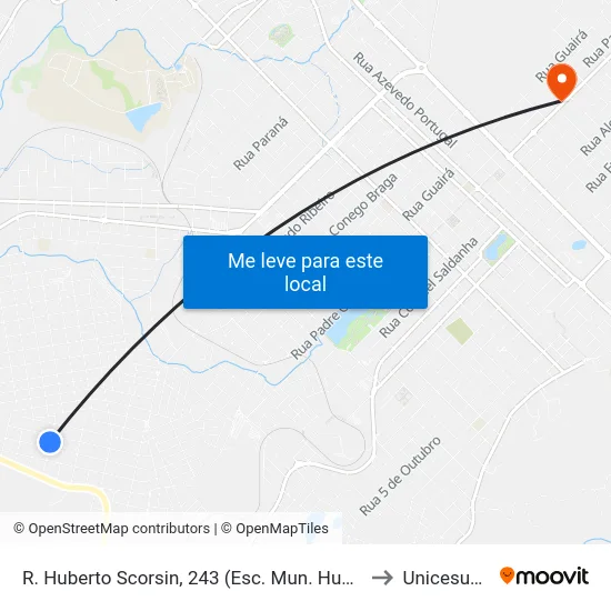 R. Huberto Scorsin, 243 (Esc. Mun. Hugo Rios) to Unicesumar map