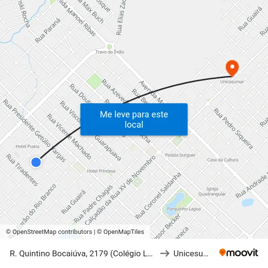 R. Quintino Bocaiúva, 2179 (Colégio Lobo) to Unicesumar map